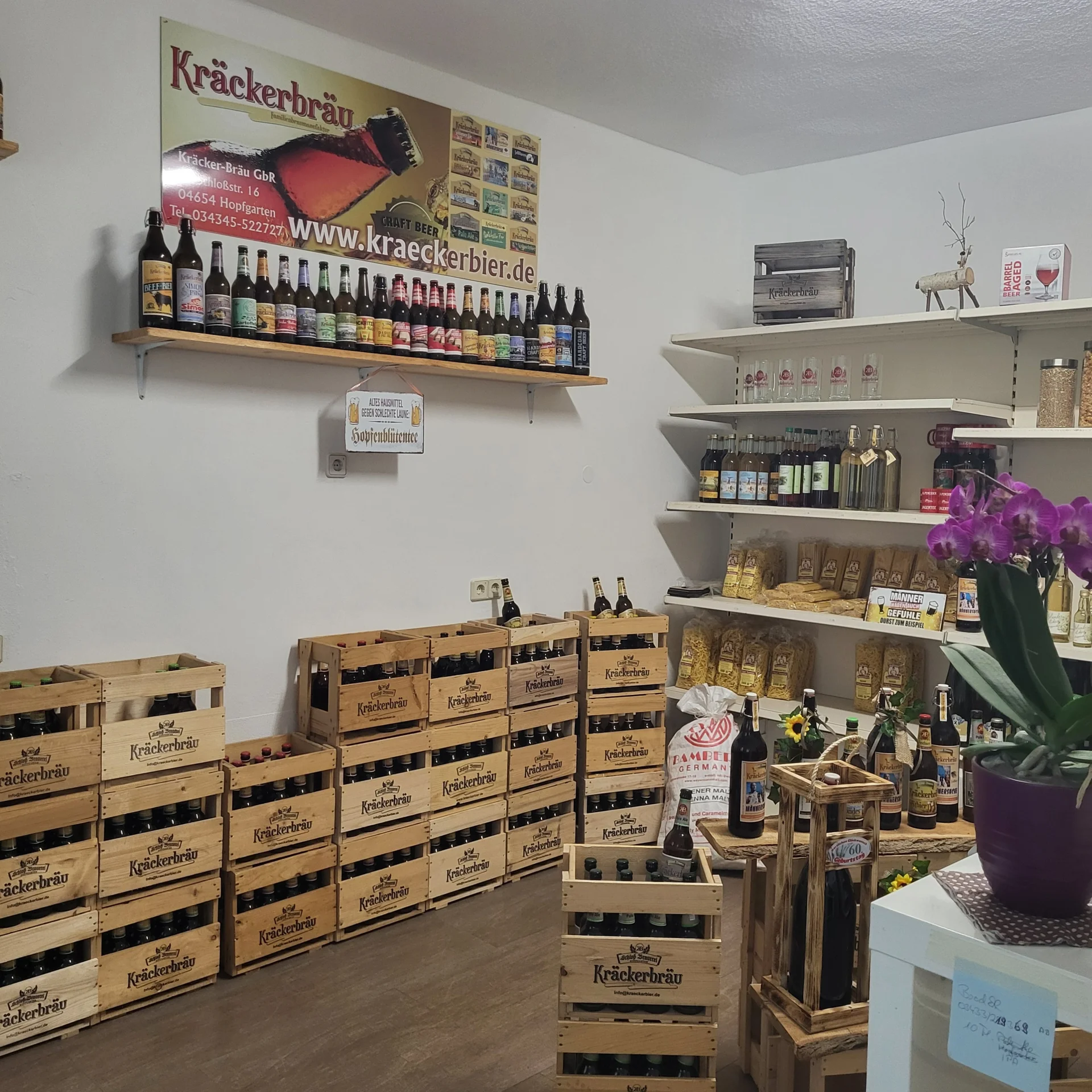Kräcker-Bräu Sortiment im Laden